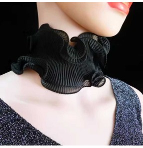 Women girls latin ballroom jazz dance Lace necklace collar trim Female Evening dress clavicle chain black neckband choker for female